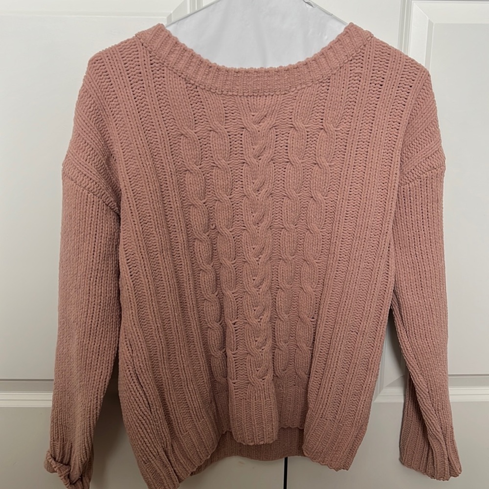Blush cable knit sweater